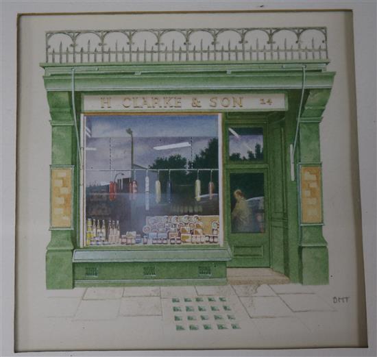 DMT Studies of shop fronts 4.25 x 4.25in.